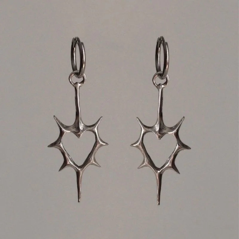 PUNK THORNS LOVE HEART PENDANT EARRINGS