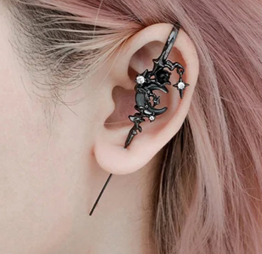 GEOMETRIC STAR EARRINGS & EAR BRIDGE