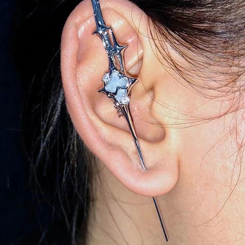 GEOMETRIC STAR EARRINGS & EAR BRIDGE