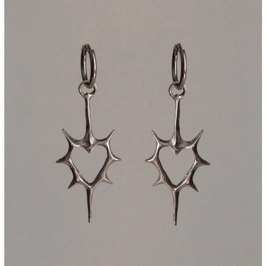 PUNK THORNS LOVE HEART PENDANT EARRINGS