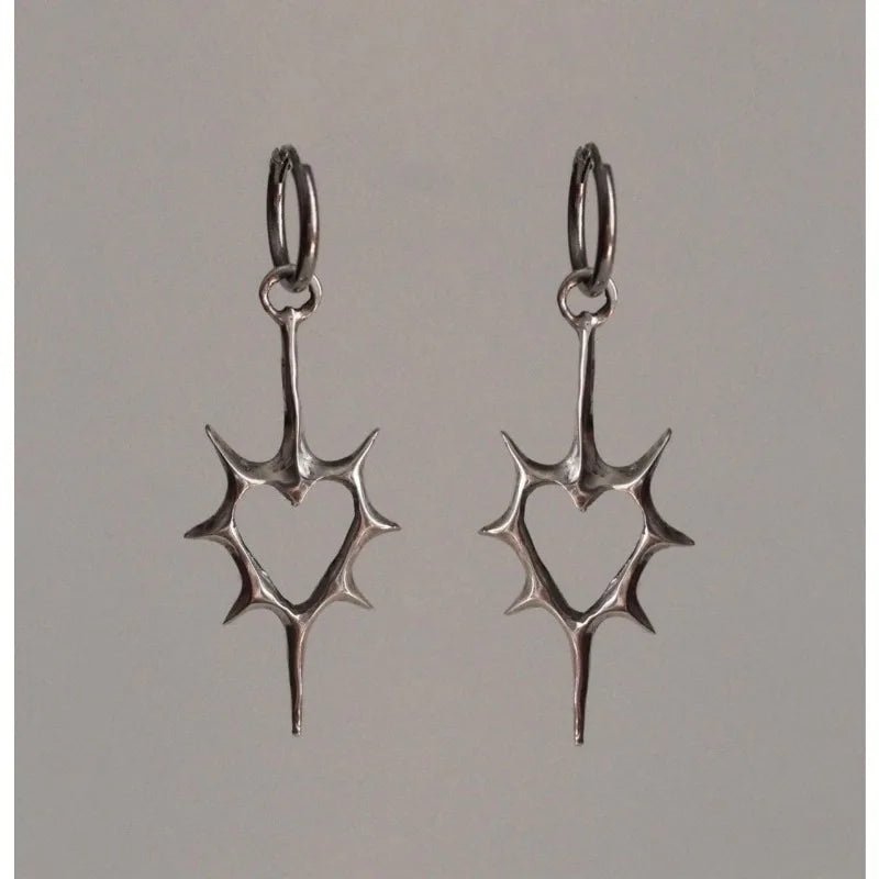 PUNK THORNS LOVE HEART PENDANT EARRINGS