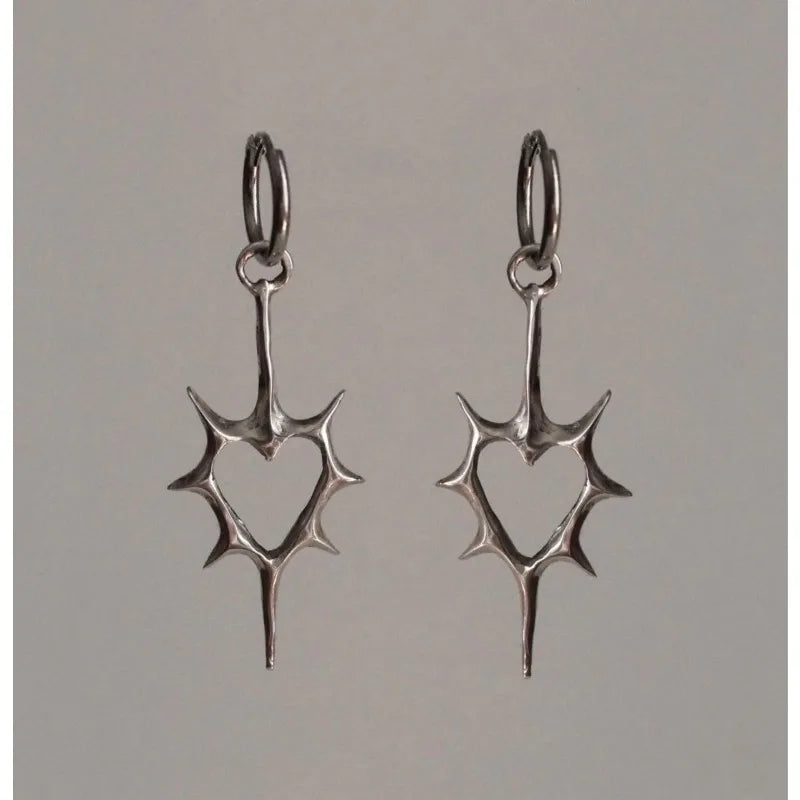 PUNK THORNS LOVE HEART PENDANT EARRINGS