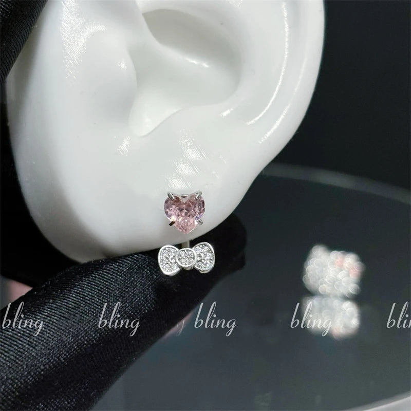 CUTE Y2K BOWKNOT LOVE HEART - 316L STAINLESS STEEL